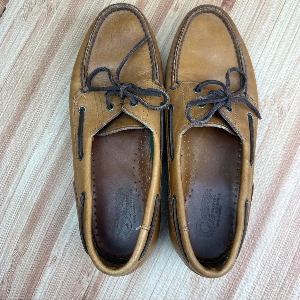 Quoddy Shoes Mens 10 Brown Leather Boat Camp Slip On Moccasins Comfort